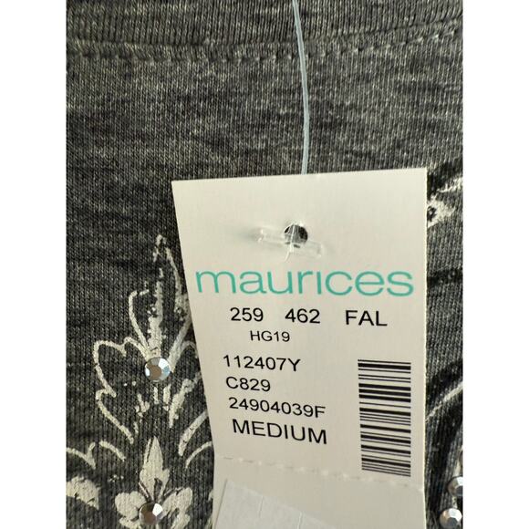 Maurices Gray Rhinestone Cross Graphic Tee Women’s Medium NWT Y2K Style - Picture 5 of 6